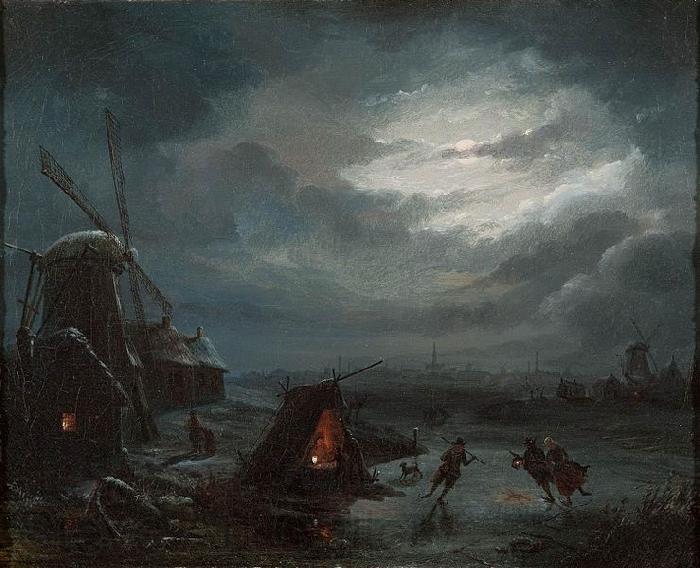 Jan Baptiste Vanmour Nocturnal View of the Ice Spain oil painting art
